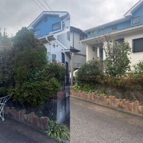 ヒノキの伐採前後 安佐北区 石野ガーデン